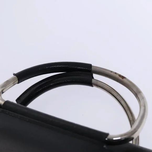 GUCCI Hand Bag Leather Metal Black Silver Auth Bags